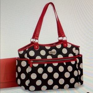 Baby Boom Black Polka Dot Vinyl Diaper Bag NWOT